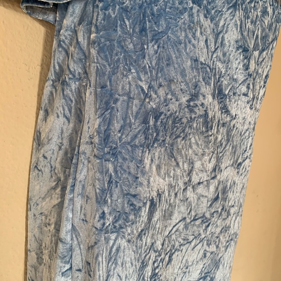 Mono B Blue Strapless Flounce Velvet Bodycon Dress - Picture 5 of 10